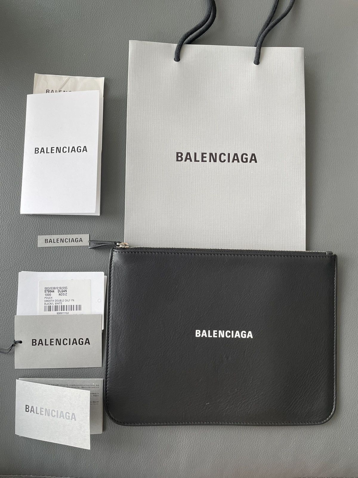 Balenciaga Rare New Balenciaga Runway Brand New Logo Leather Pouch Bag Size ONE SIZE - 5 Thumbnail