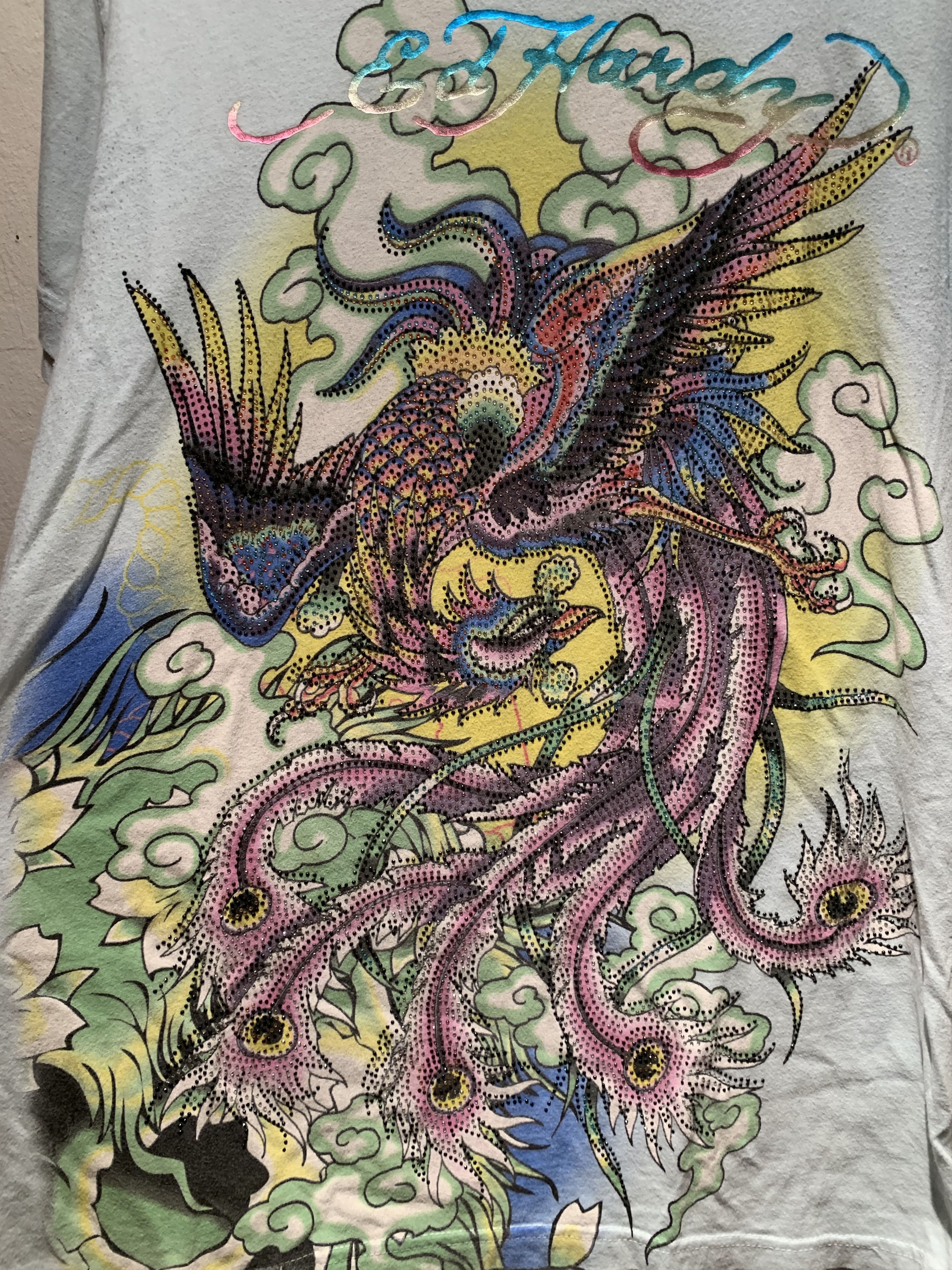 Christian Audigier × Ed Hardy RARE Ed Hardy Christian Audigier Rhinestone USA-Made T-Shirt Size US M / EU 48-50 / 2 - 7 Thumbnail