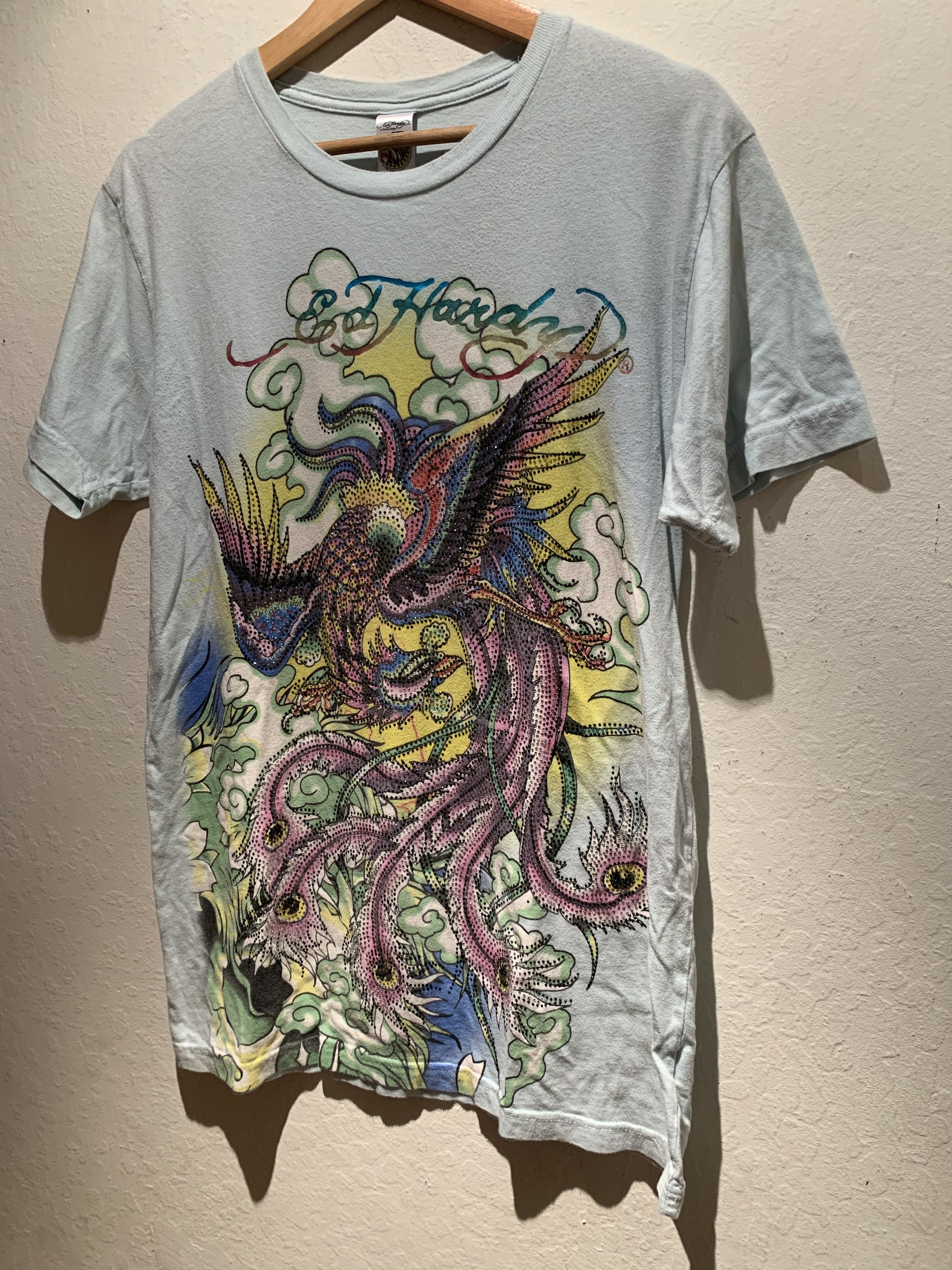 Christian Audigier × Ed Hardy RARE Ed Hardy Christian Audigier Rhinestone USA-Made T-Shirt Size US M / EU 48-50 / 2 - 1 Thumbnail