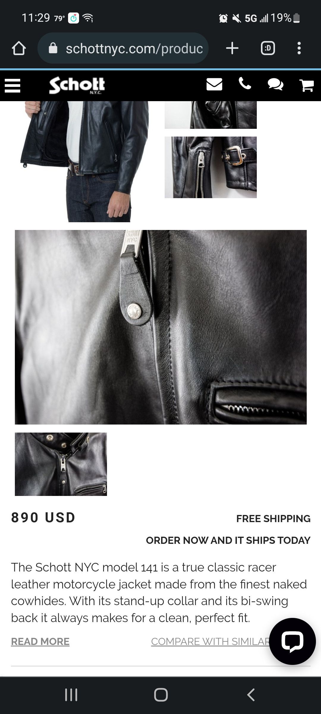 Size 40 141 cafe racer full grain leather jacket