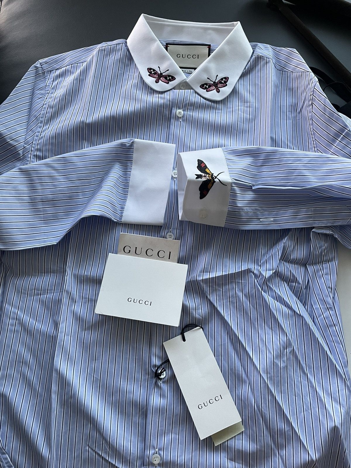 Gucci Rare 100% New Super Runway Embroidery Butterfly Duke Shirt Size US XL / EU 56 / 4 - 18 Thumbnail