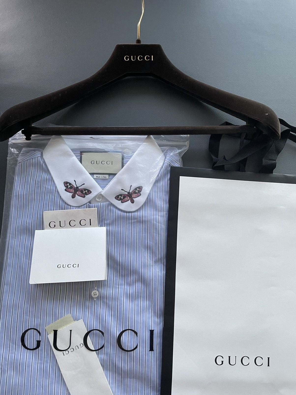 Gucci Rare 100% New Super Runway Embroidery Butterfly Duke Shirt Size US XL / EU 56 / 4 - 8 Thumbnail