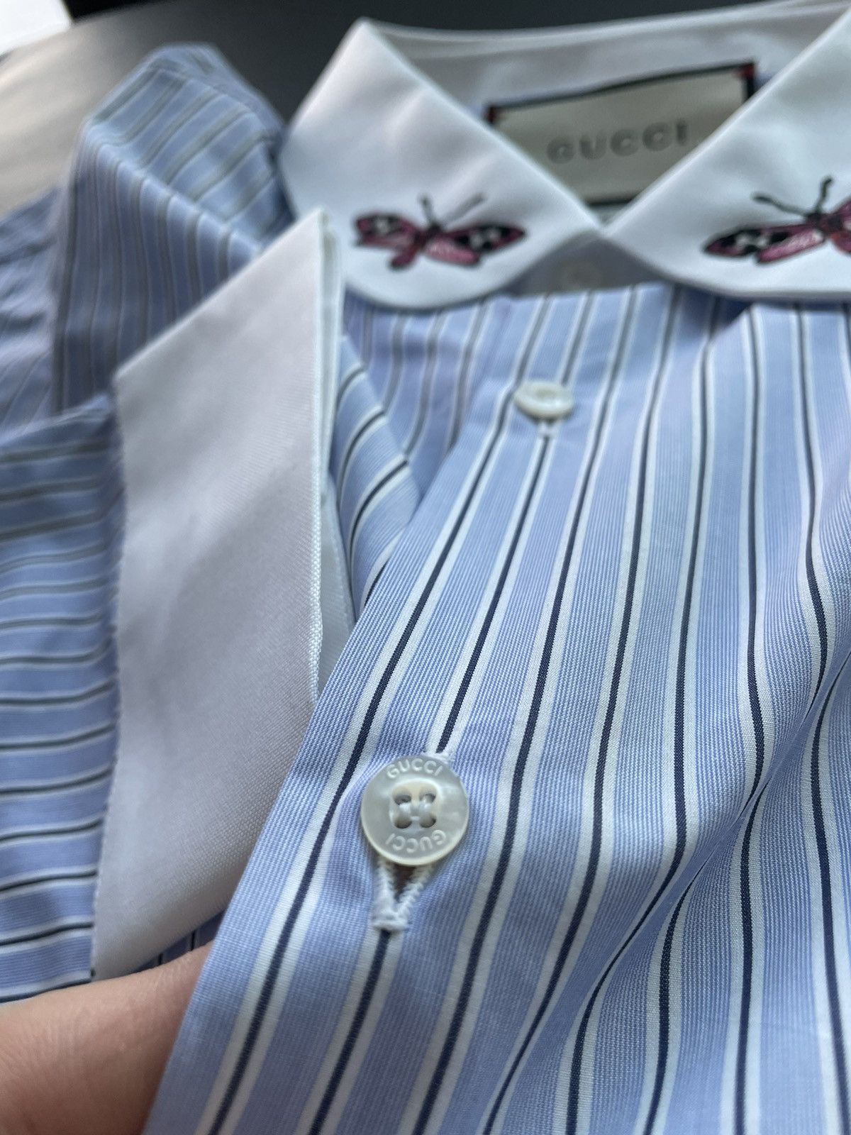 Gucci Rare 100% New Super Runway Embroidery Butterfly Duke Shirt Size US XL / EU 56 / 4 - 20 Thumbnail