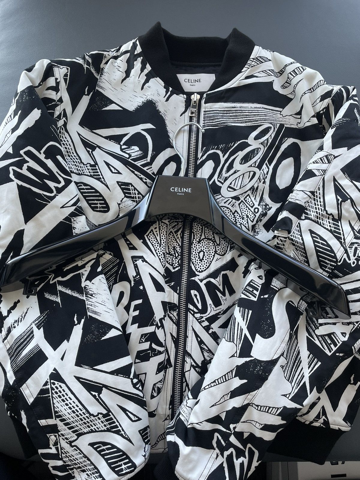 Celine x Hedi x SS19 Christian Marclay Black Varsity Jacket