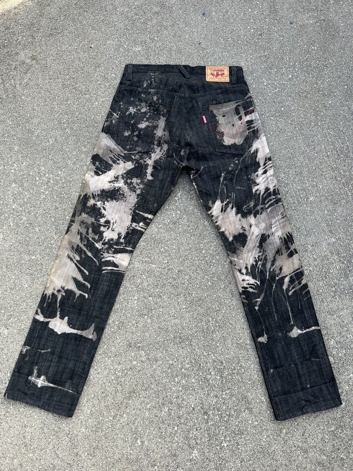Vintage Vintage PEKKE Japan Splashed Art Black Denim Jeans Size US 32 / EU 48 - 5 Thumbnail
