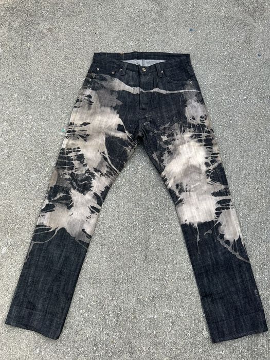 Vintage Vintage PEKKE Japan Splashed Art Black Denim Jeans | Grailed