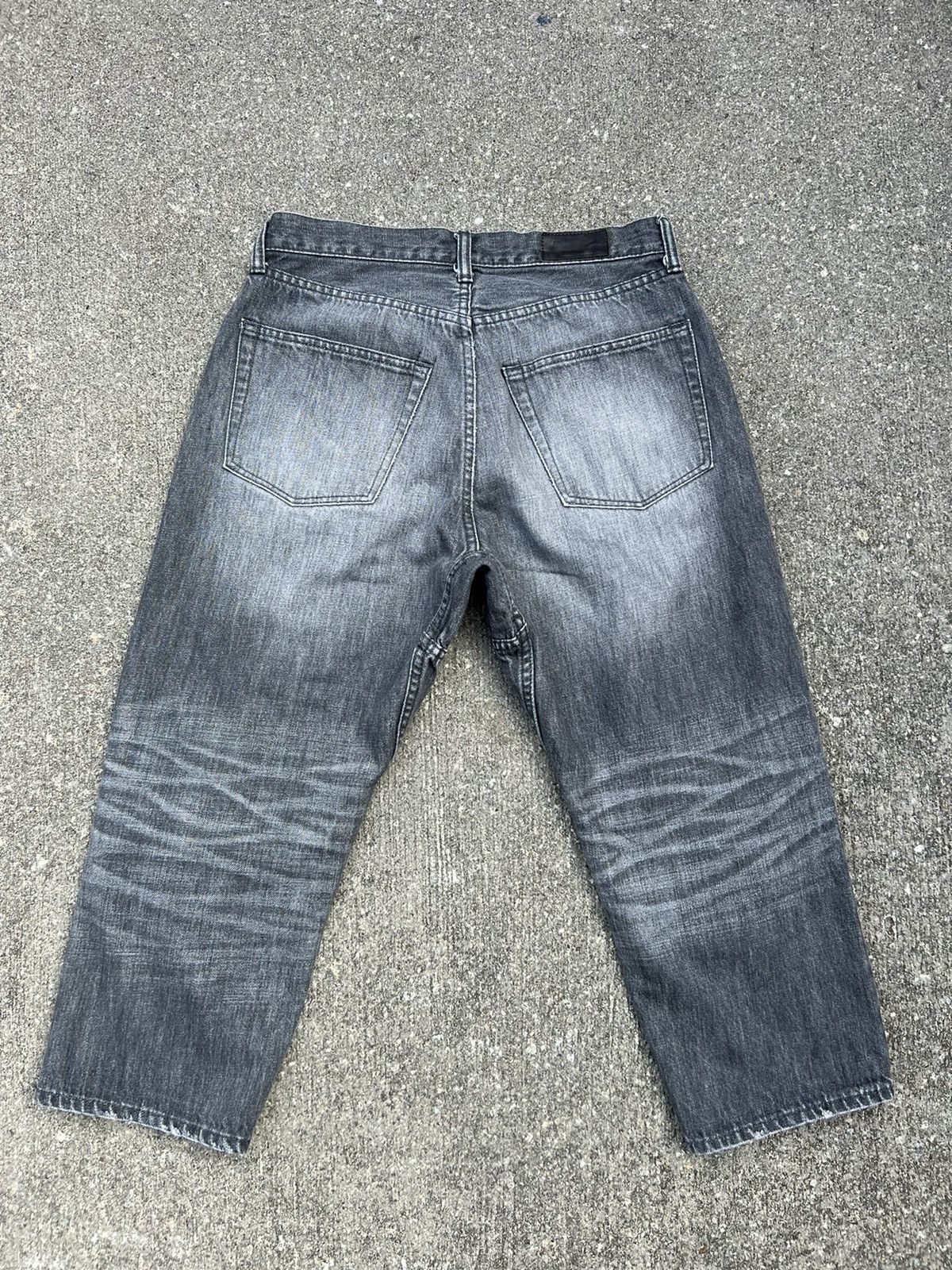 Sanca Japan Distressed Patchwork Fade Denim Cropped Jeans