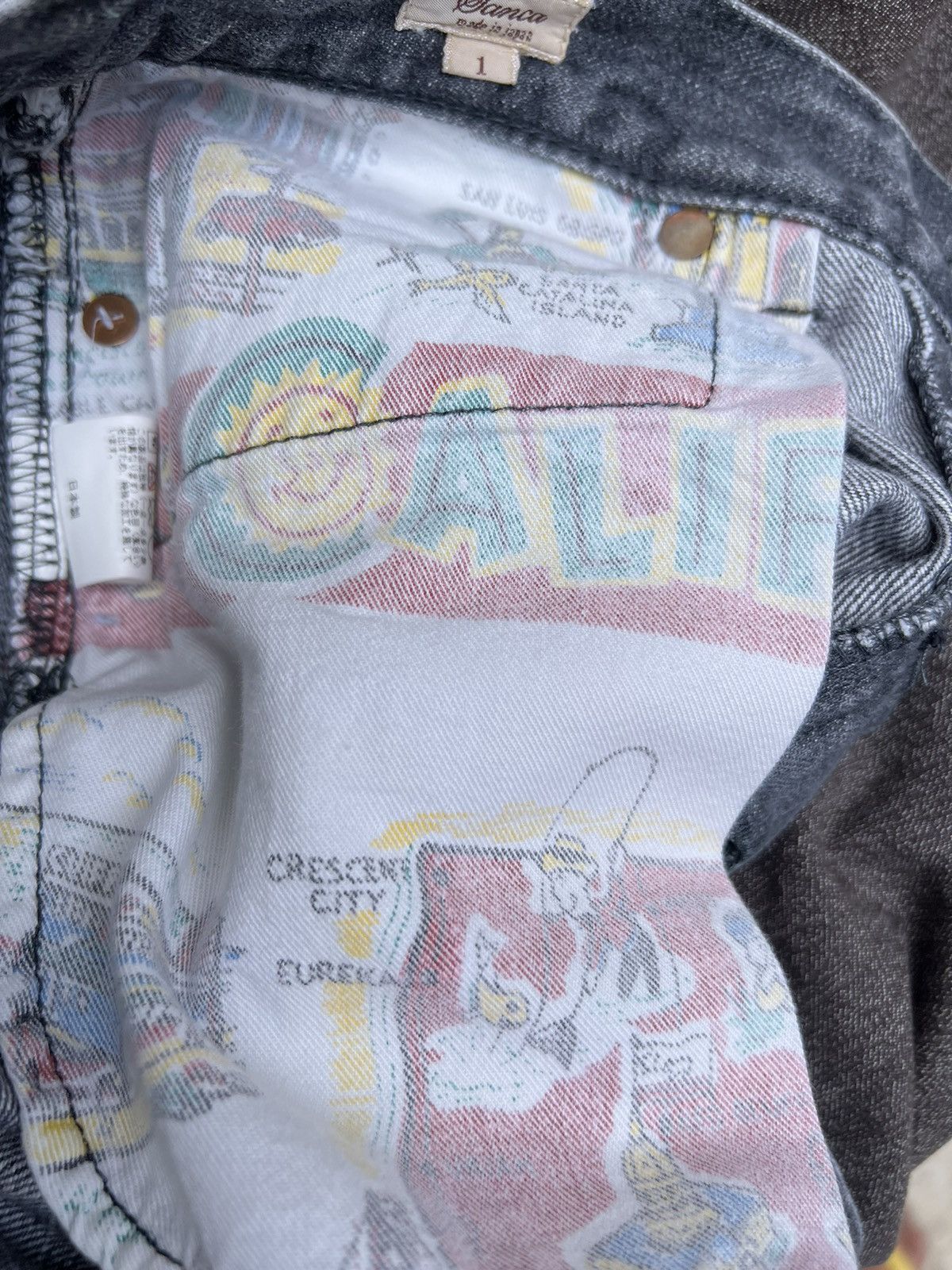 Sanca Japan Distressed Patchwork Fade Denim Cropped Jeans