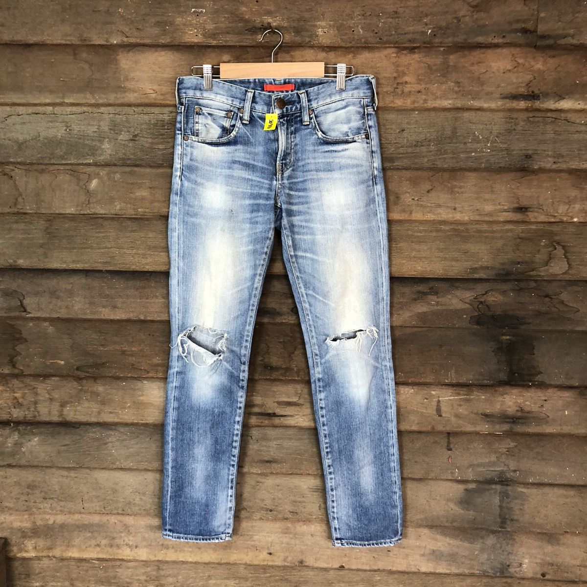 Japanese Brand Red Card Blue distressed Denim Pants #4605 Size US 26 / EU 42 - 1 Thumbnail