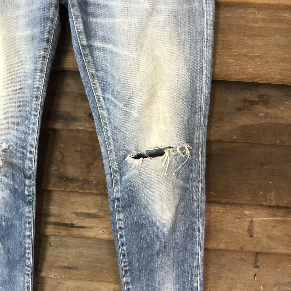 Japanese Brand Red Card Blue distressed Denim Pants #4605 Size US 26 / EU 42 - 7 Thumbnail