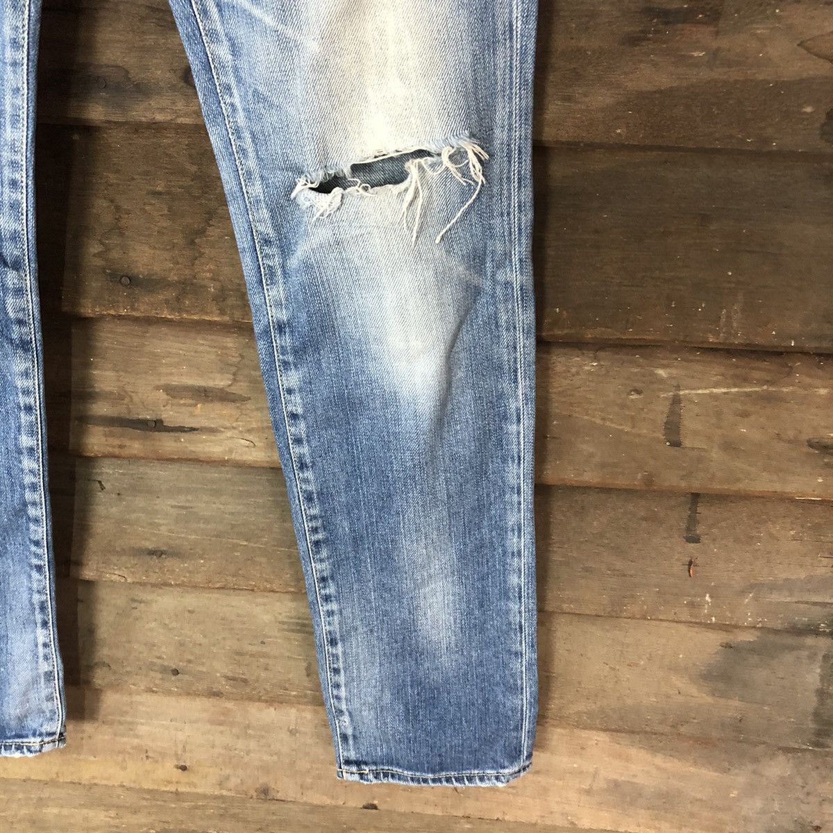 Japanese Brand Red Card Blue distressed Denim Pants #4605 Size US 26 / EU 42 - 9 Thumbnail