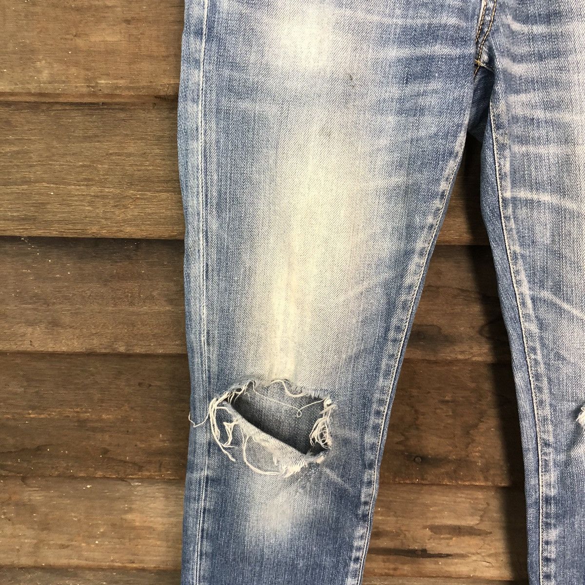 Japanese Brand Red Card Blue distressed Denim Pants #4605 Size US 26 / EU 42 - 6 Thumbnail
