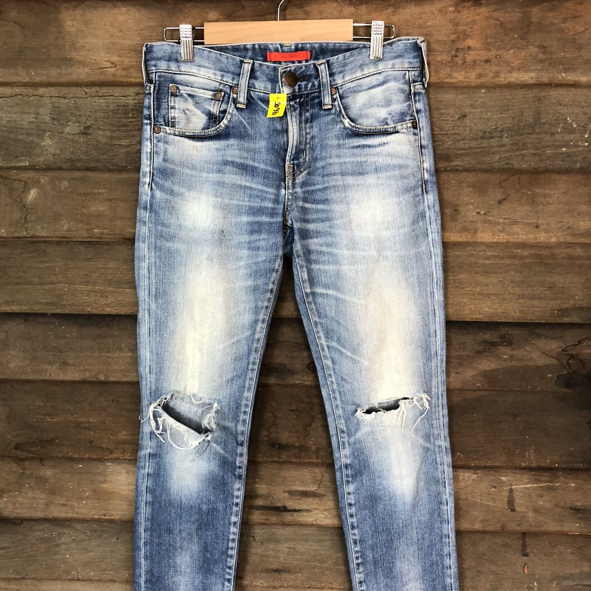 Japanese Brand Red Card Blue distressed Denim Pants #4605 Size US 26 / EU 42 - 2 Thumbnail