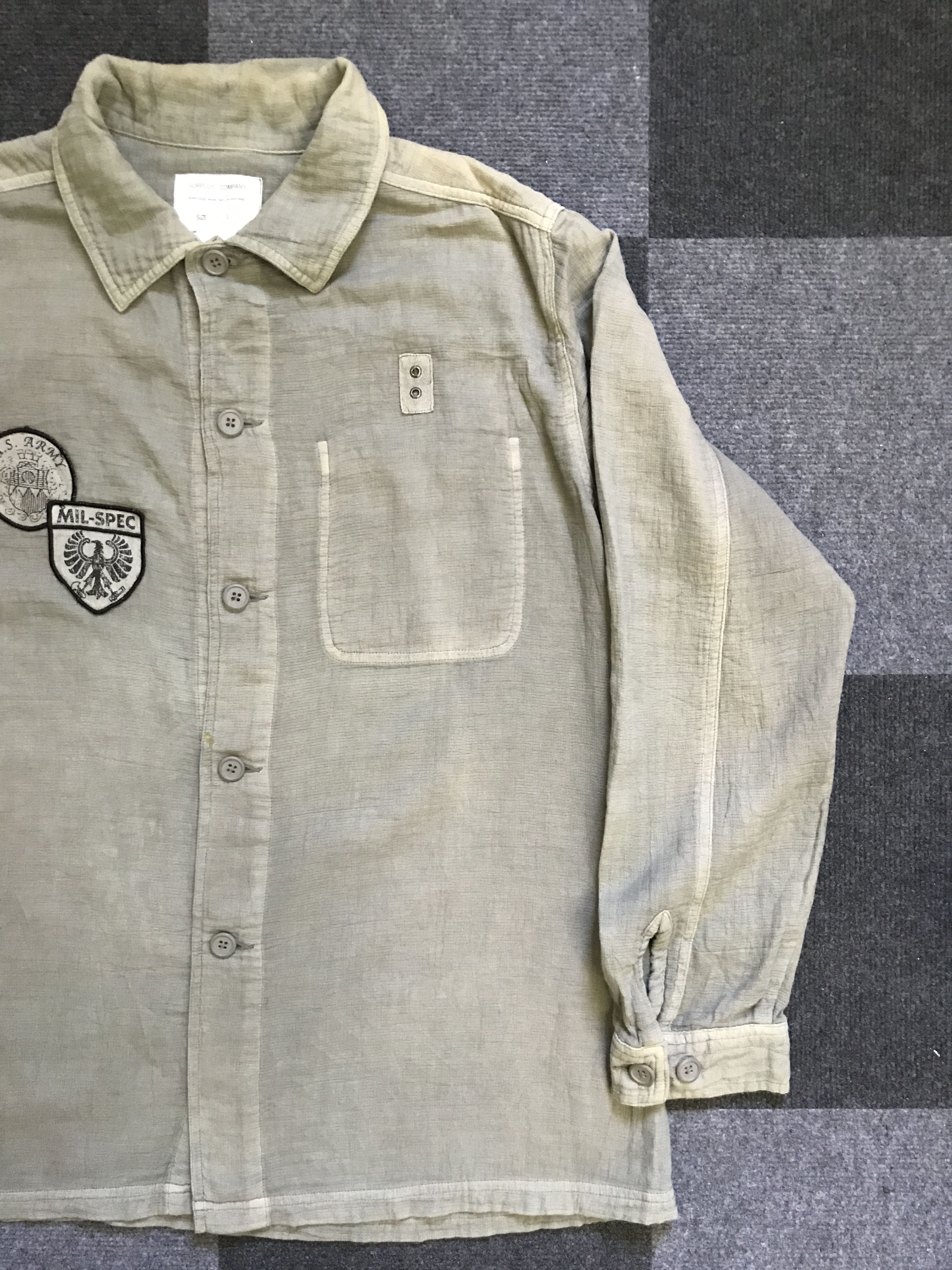 Japanese Brand BUS10 SURPLUS COMPANY Linen Style Military Shirt Size US L / EU 52-54 / 3 - 2 Thumbnail