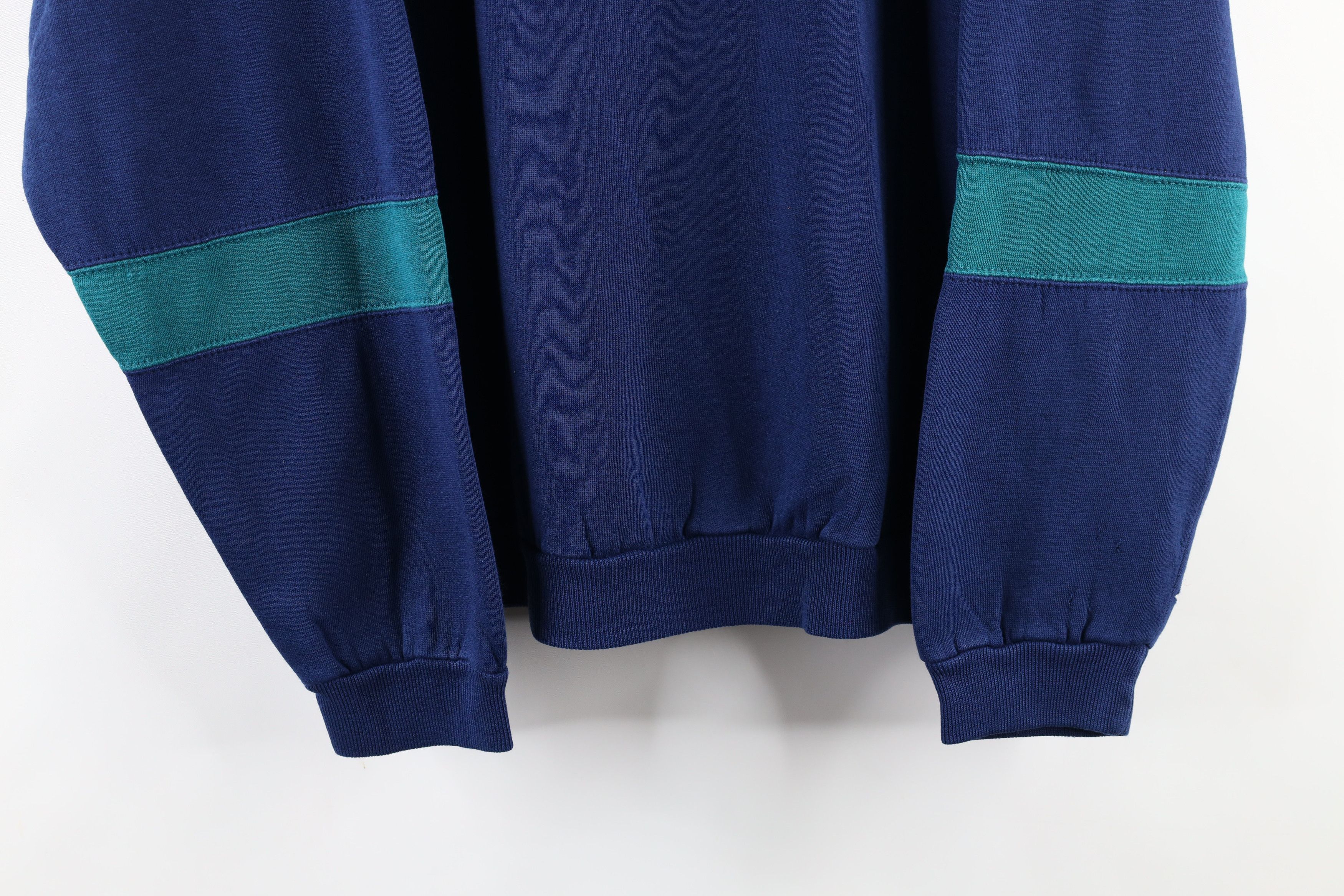 Vintage Vintage 90s Streetwear Color Block Crewneck Sweatshirt Navy Size US XL / EU 56 / 4 - 9 Thumbnail