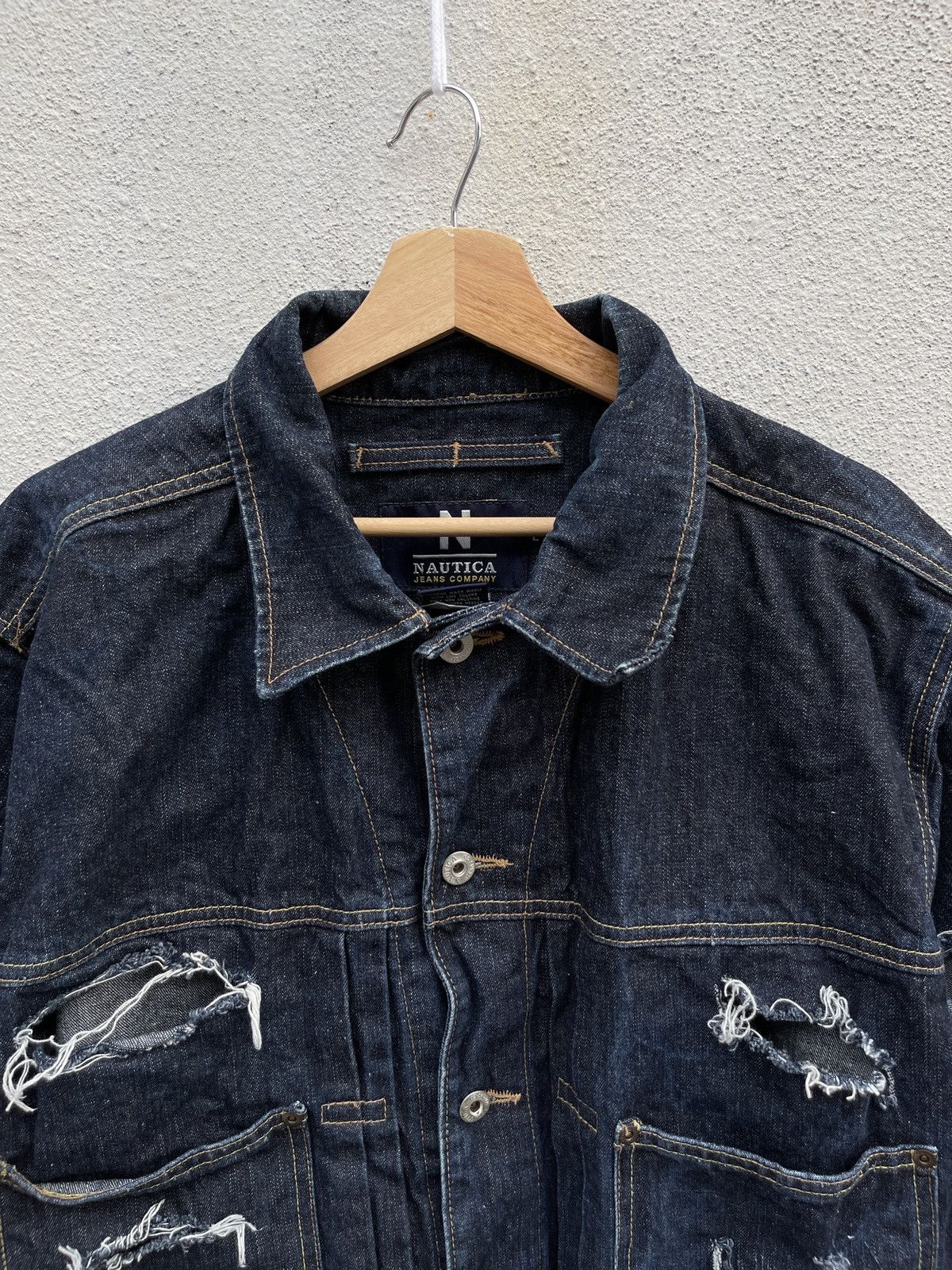 Nautica VINTAGE NAUTICA RIPPED DESIGN ARCHIVAL DENIM JACKET Size US L / EU 52-54 / 3 - 2 Thumbnail