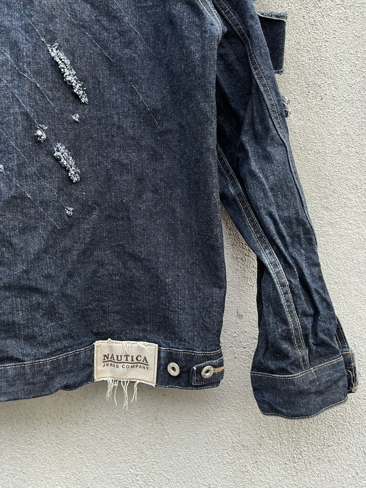 Nautica VINTAGE NAUTICA RIPPED DESIGN ARCHIVAL DENIM JACKET Size US L / EU 52-54 / 3 - 7 Thumbnail