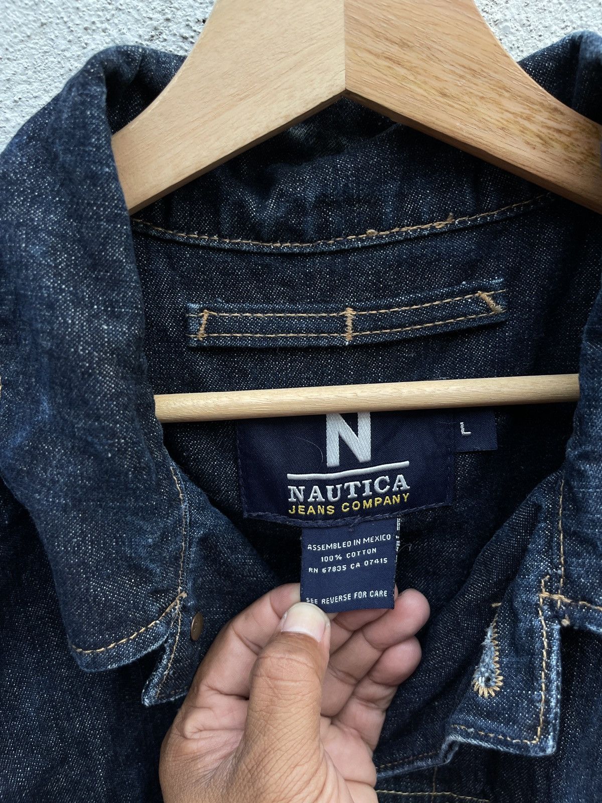 Nautica VINTAGE NAUTICA RIPPED DESIGN ARCHIVAL DENIM JACKET Size US L / EU 52-54 / 3 - 9 Thumbnail