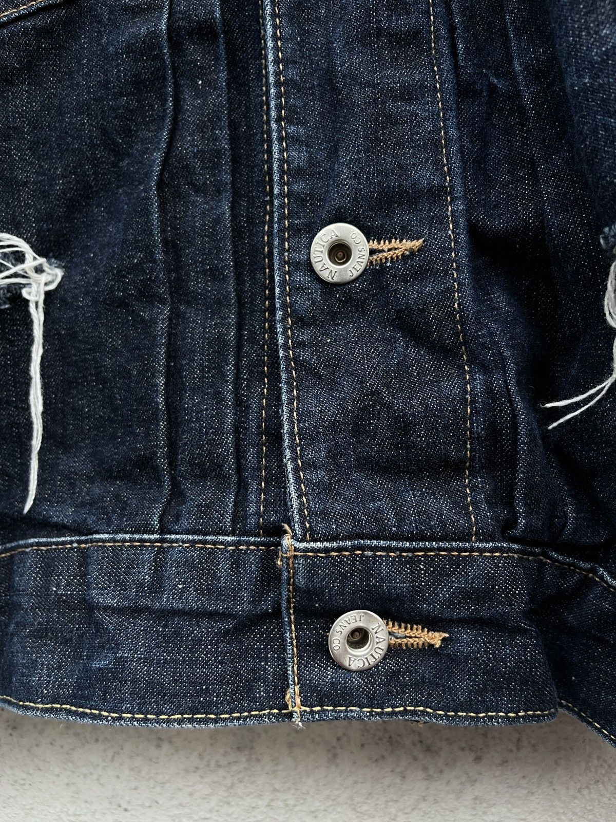 Nautica VINTAGE NAUTICA RIPPED DESIGN ARCHIVAL DENIM JACKET Size US L / EU 52-54 / 3 - 4 Thumbnail