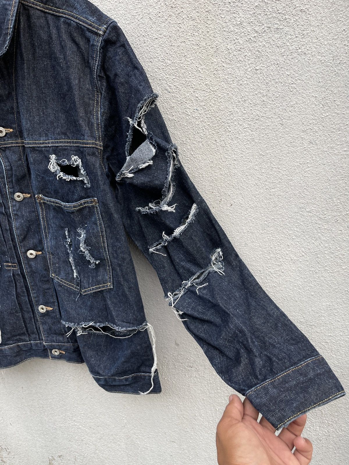 Nautica VINTAGE NAUTICA RIPPED DESIGN ARCHIVAL DENIM JACKET Size US L / EU 52-54 / 3 - 5 Thumbnail