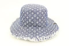 NWT Louis Vuitton LV Blue Monogram Fade Bucket Hat Italy DS SS22 AUTHENTIC