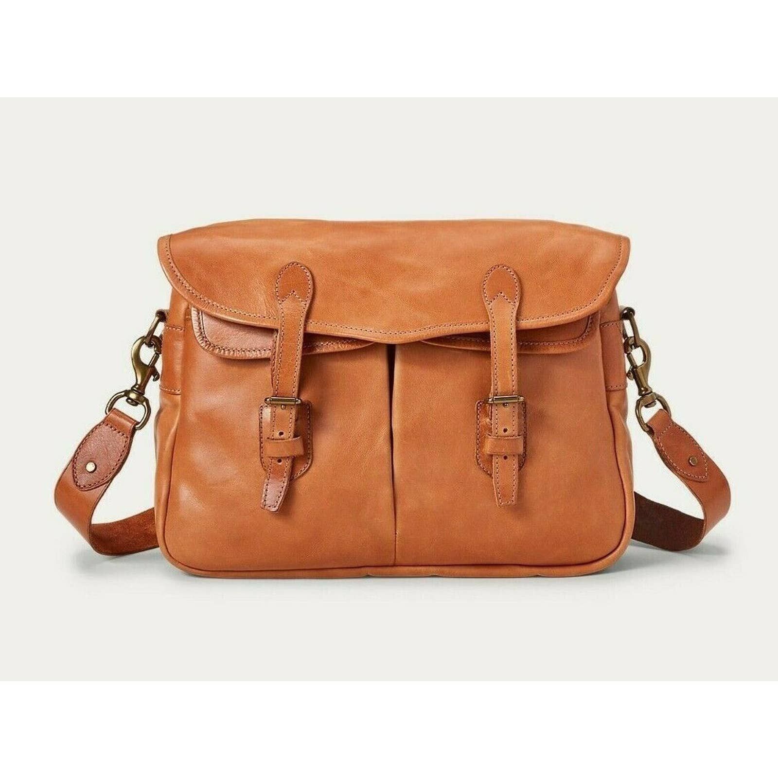 Polo Ralph Lauren Leather Messenger Bag Tan Shoulder $595