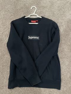 Supreme Navy Box Logo Crewneck | Grailed