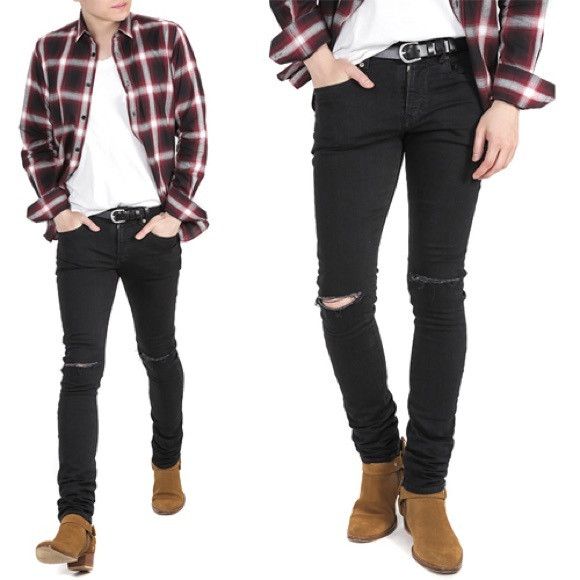 Hedi Slimane × Saint Laurent Paris Saint Laurent D02 Ripped denim size 30 Size US 30 / EU 46 - 1 Thumbnail