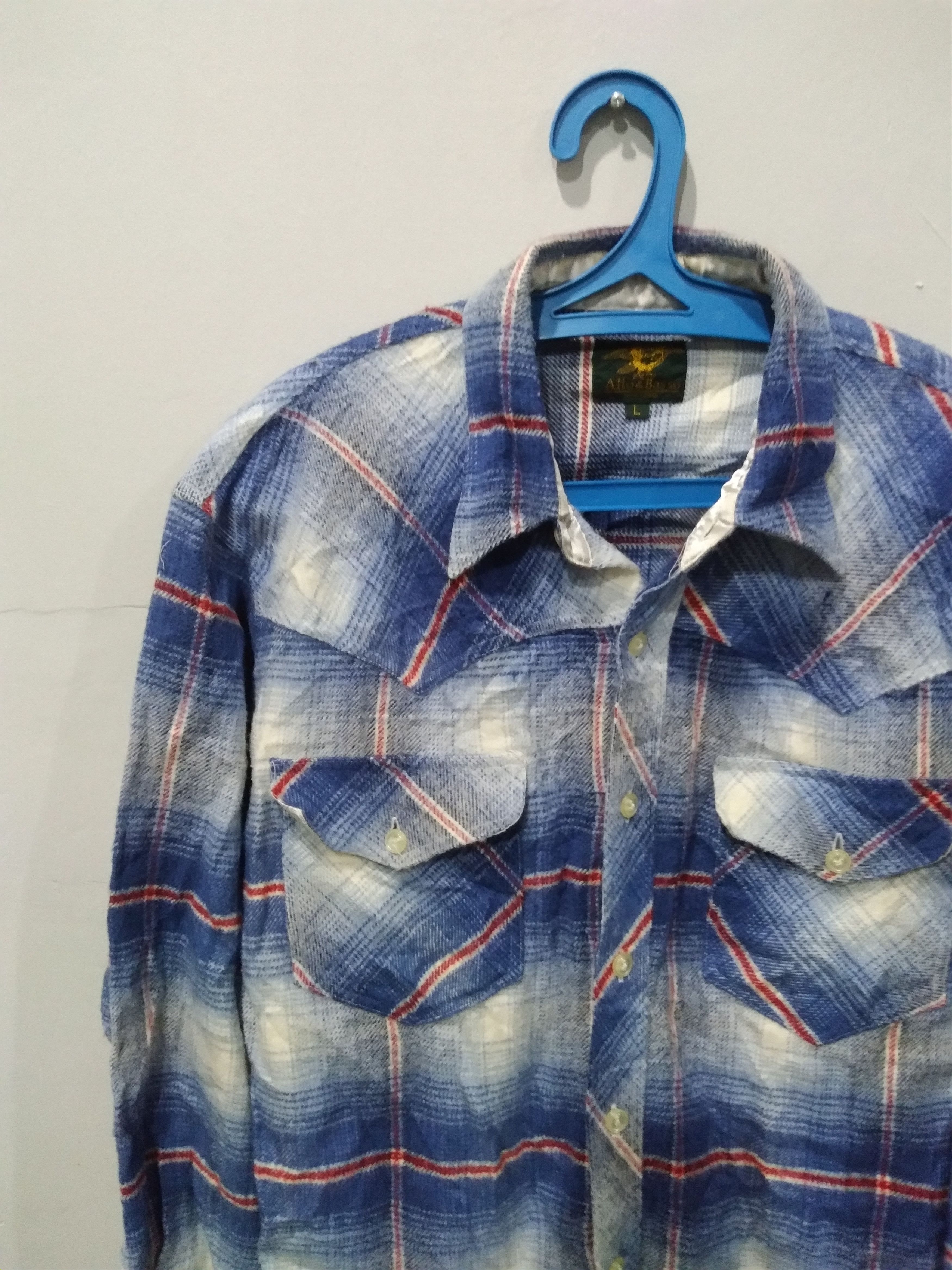 Vintage 💥 ALTO & BASSO WESTERN Shadow Plaid KOBAIN FLANNEL Size US L / EU 52-54 / 3 - 3 Thumbnail