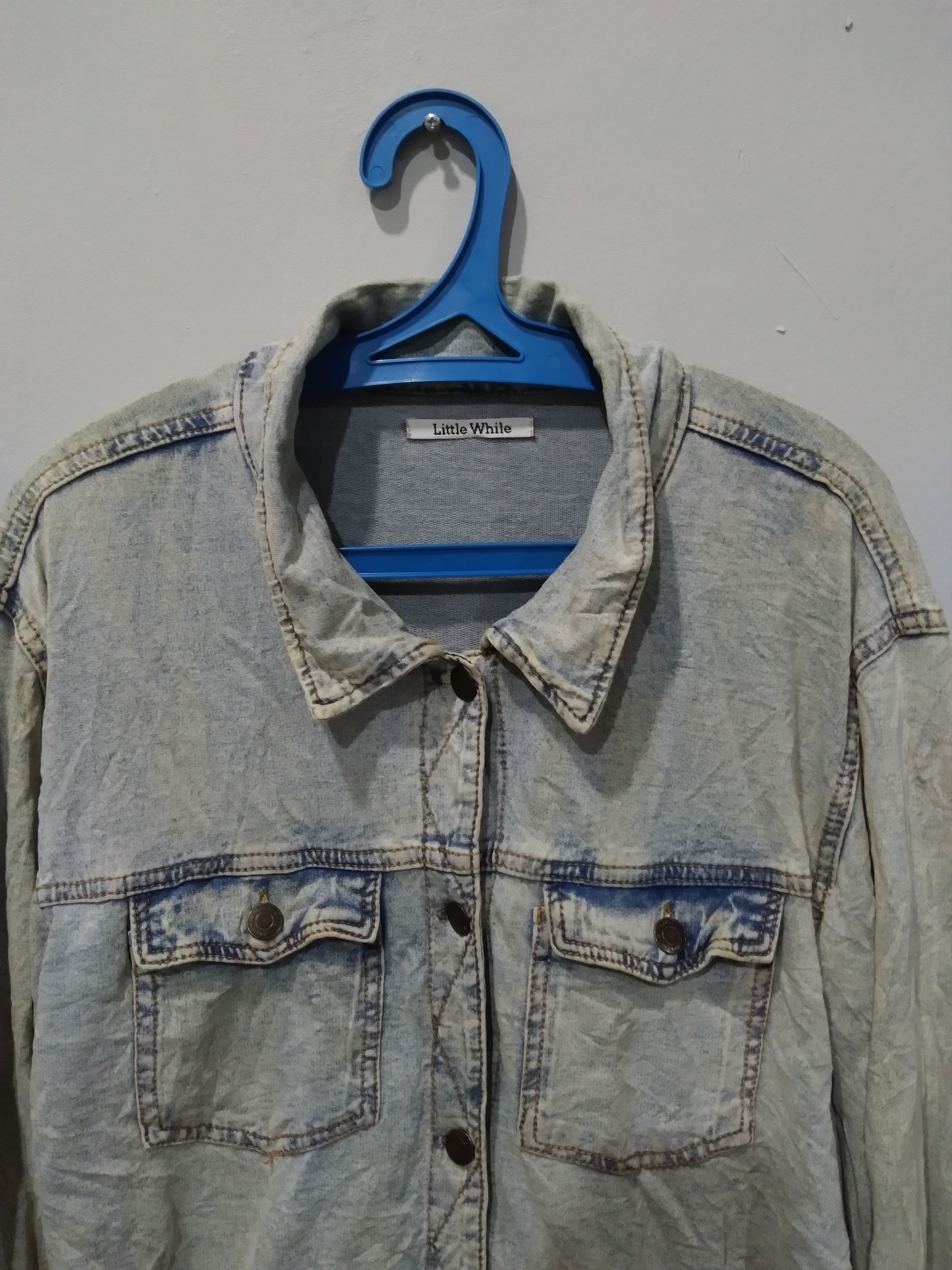 Japanese Brand LITTLE WHILE DOUBLE POCKETS SOFT DENIM JACKETS Size L / US 10 / IT 46 - 6 Thumbnail