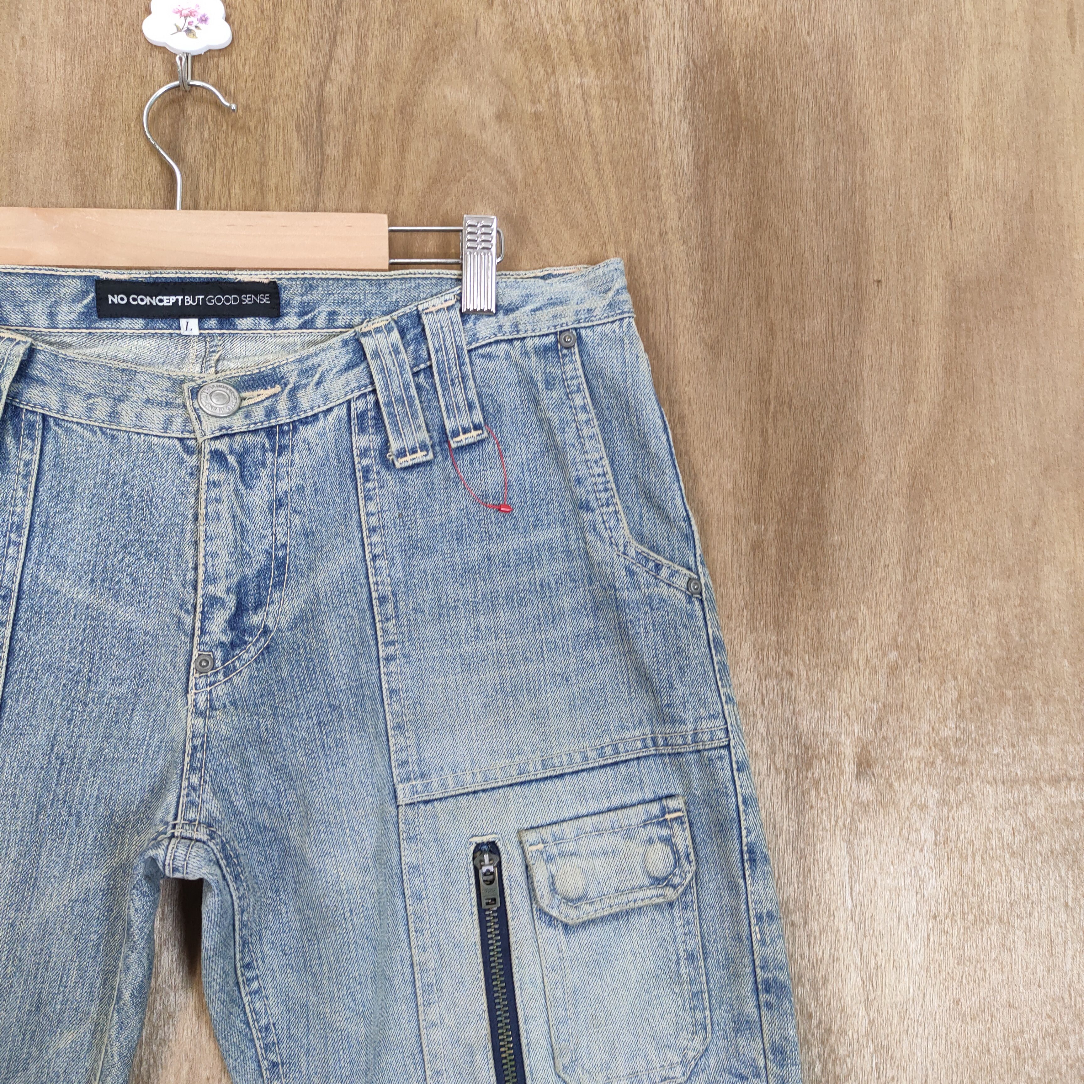 Japanese Brand NO CONCEPT LIGHT BLUE JEAN DENIM CARGO PANTS Size US 34 / EU 50 - 6 Thumbnail