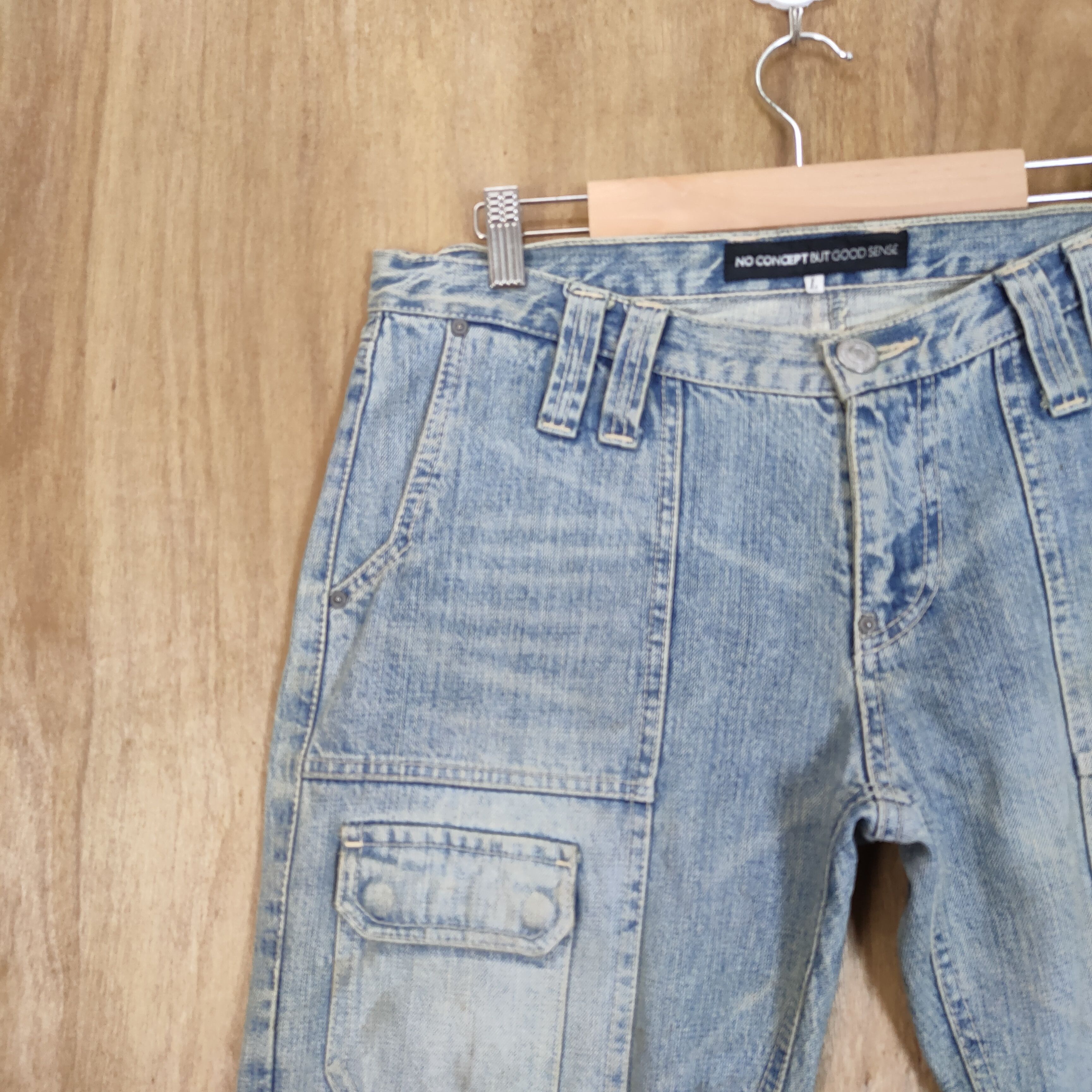 Japanese Brand NO CONCEPT LIGHT BLUE JEAN DENIM CARGO PANTS Size US 34 / EU 50 - 5 Thumbnail