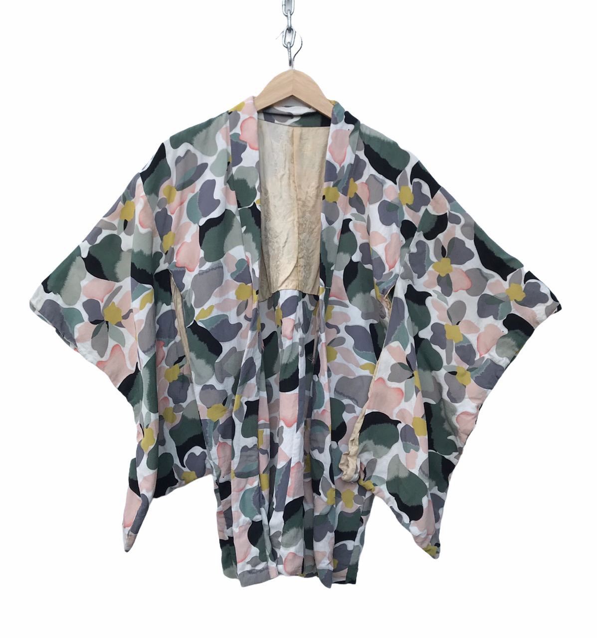 Rare Japanese Traditional Kimono Overprint Colourfull Floral