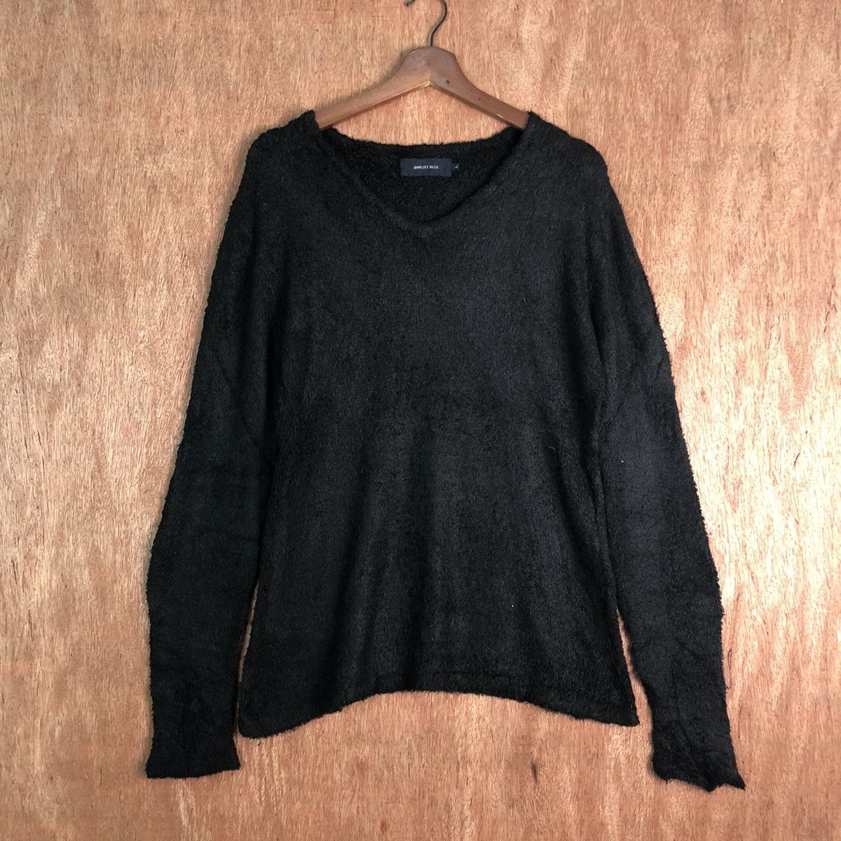 image of Homespun Knitwear x Ships Japan Ship Jet Blue Mohair Black Knitwear, Men's (Size Large)