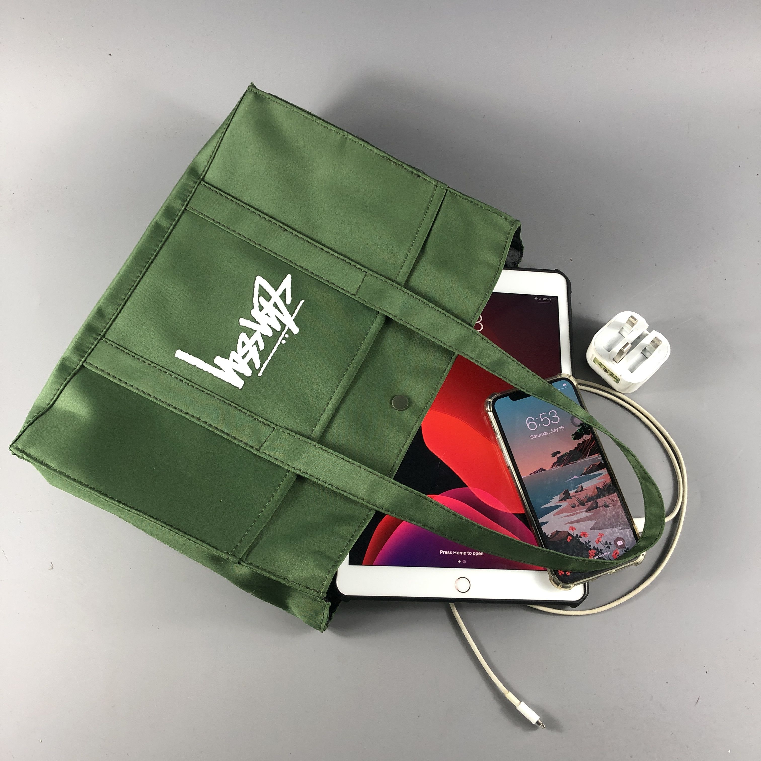 Stussy Stussy Military Colour Tote Bag Stussy Magazine Green Size ONE SIZE - 5 Thumbnail