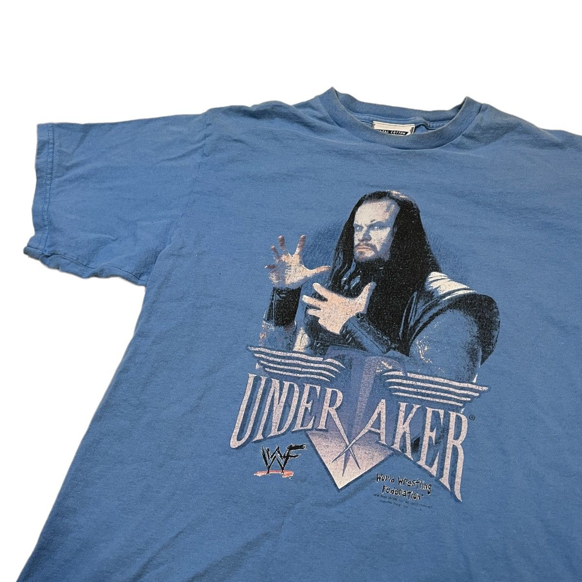 Vintage 1998 WWF The Undertaker Tee Baby Blue Size US M / EU 48-50 / 2 - 2 Thumbnail