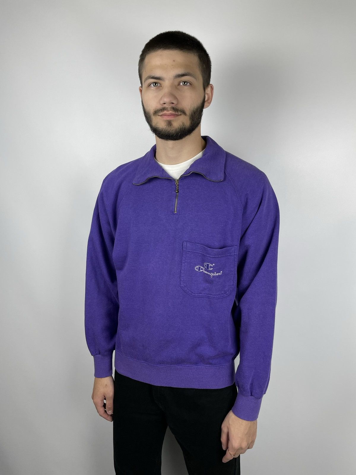 Champion × Vintage Vintage 80s Champion Quarter Zip Sweatshirt Size US S / EU 44-46 / 1 - 1 Thumbnail