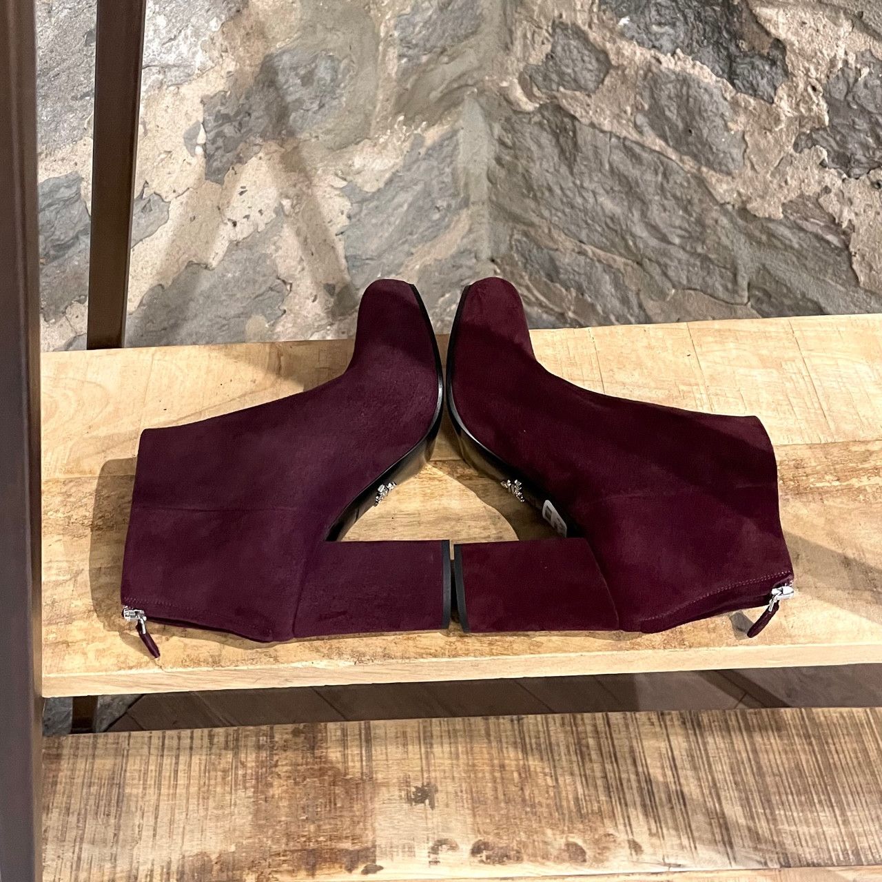 Prada Prada Burgundy Suede Heeled Booties Size US 6.5 / IT 36.5 - 6 Thumbnail