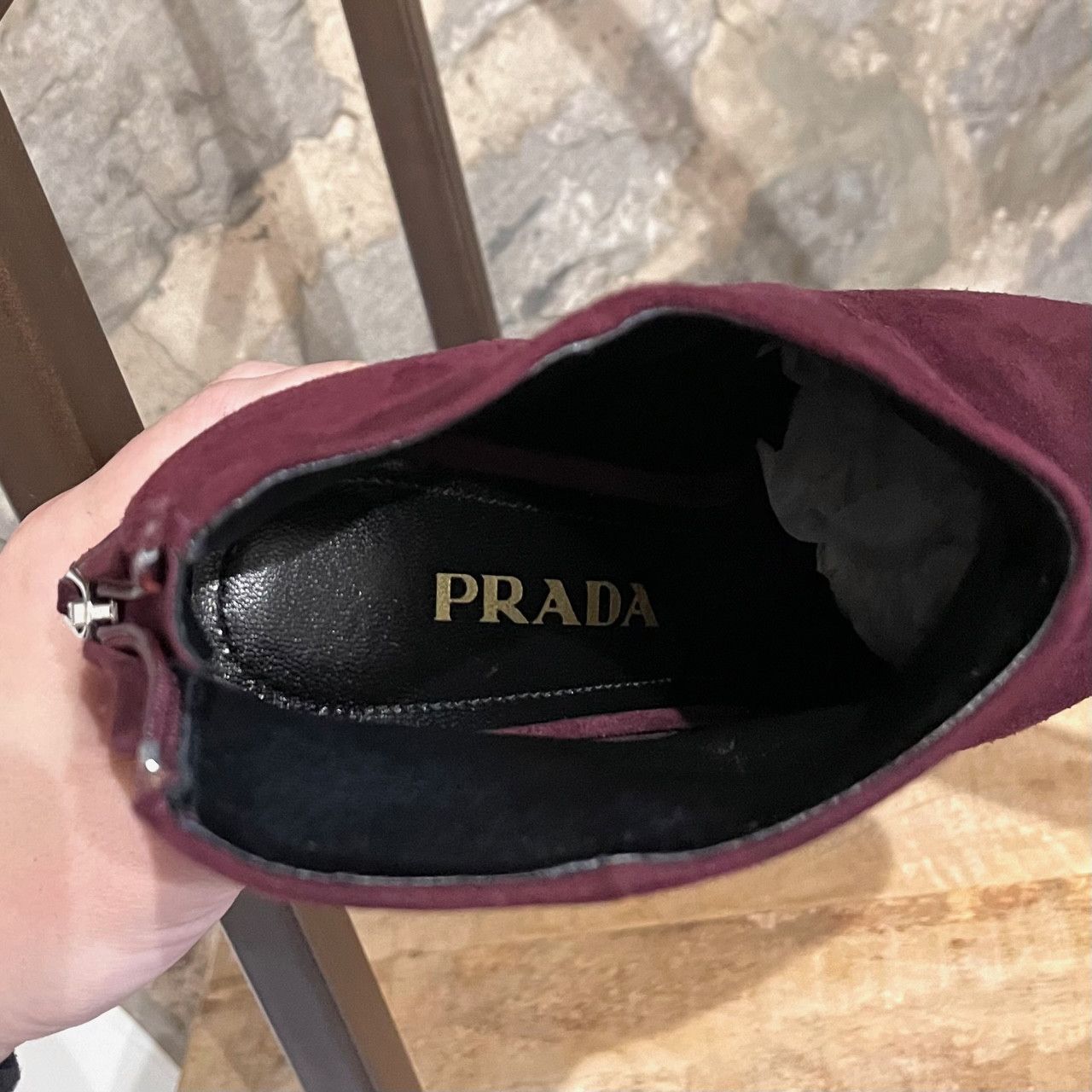 Prada Prada Burgundy Suede Heeled Booties Size US 6.5 / IT 36.5 - 9 Thumbnail