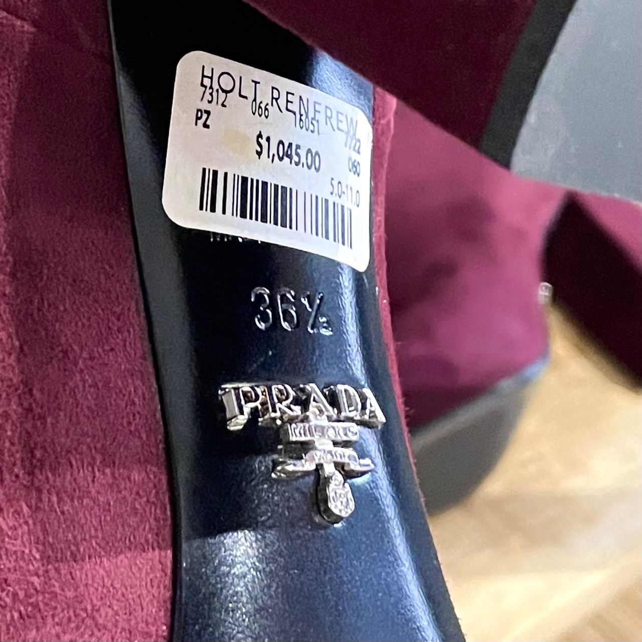 Prada Prada Burgundy Suede Heeled Booties Size US 6.5 / IT 36.5 - 8 Thumbnail