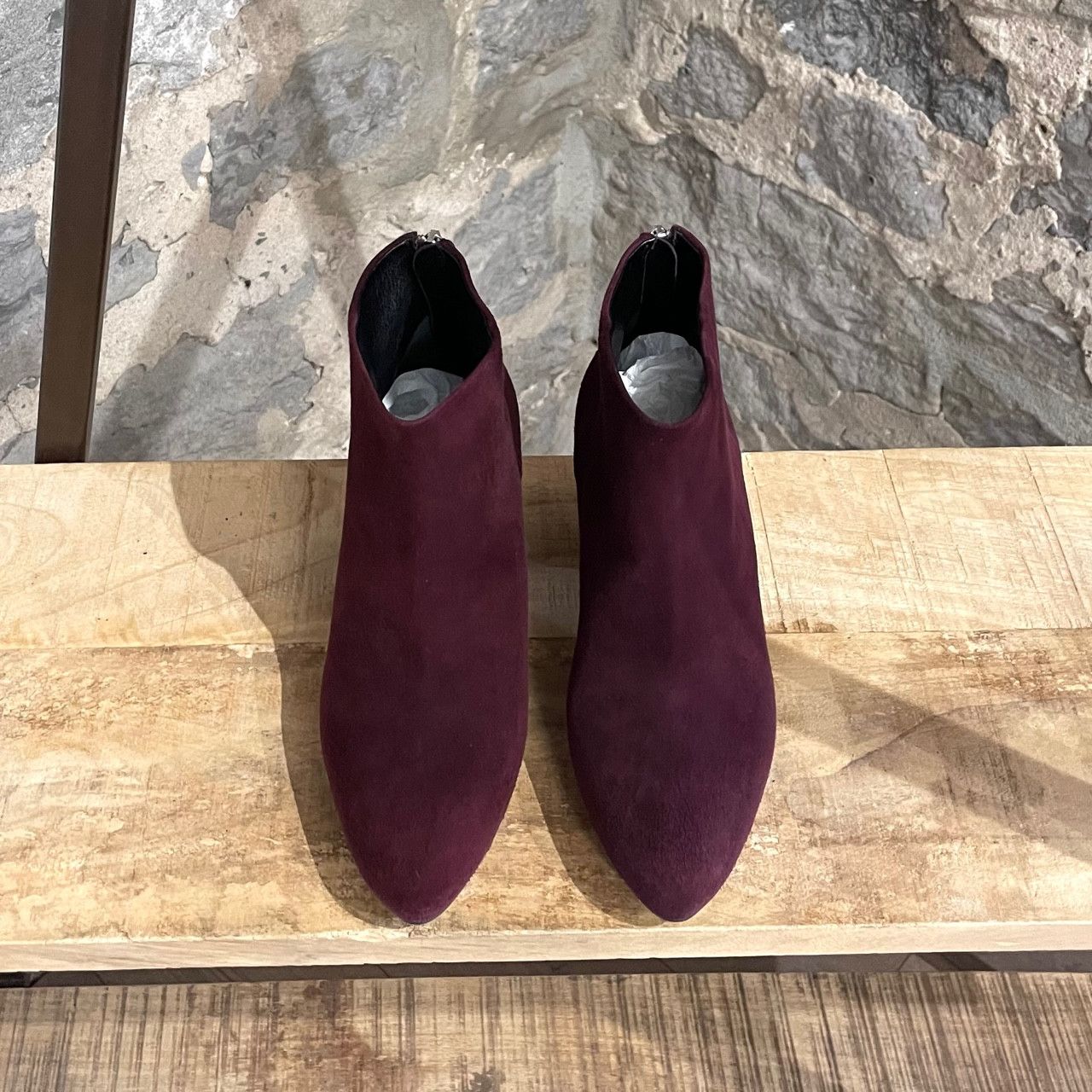 Prada Prada Burgundy Suede Heeled Booties Size US 6.5 / IT 36.5 - 2 Thumbnail