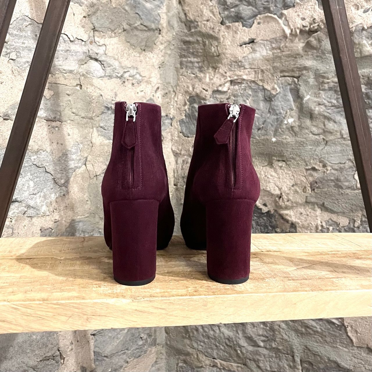 Prada Prada Burgundy Suede Heeled Booties Size US 6.5 / IT 36.5 - 4 Thumbnail