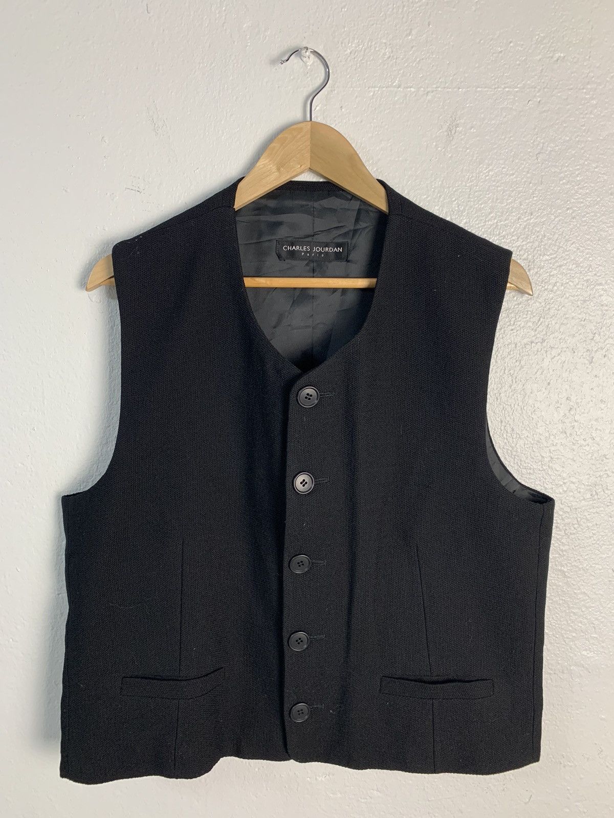 image of Charles Jourdan Vest in Black, Men's (Size Medium)