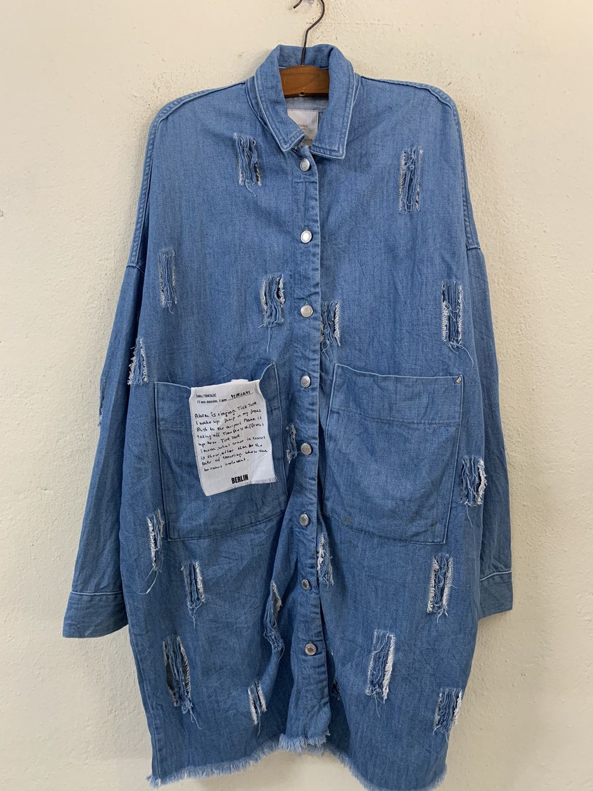 image of Zara Trafaluc Nice Design Denim Shirt Jacket in Blue, Men's (Size Medium)