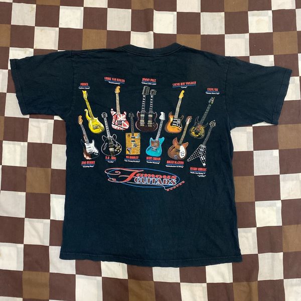 Vintage Vintage 90s Famous Guitars Tee Cobain Steve Vai Jimmy Page ...