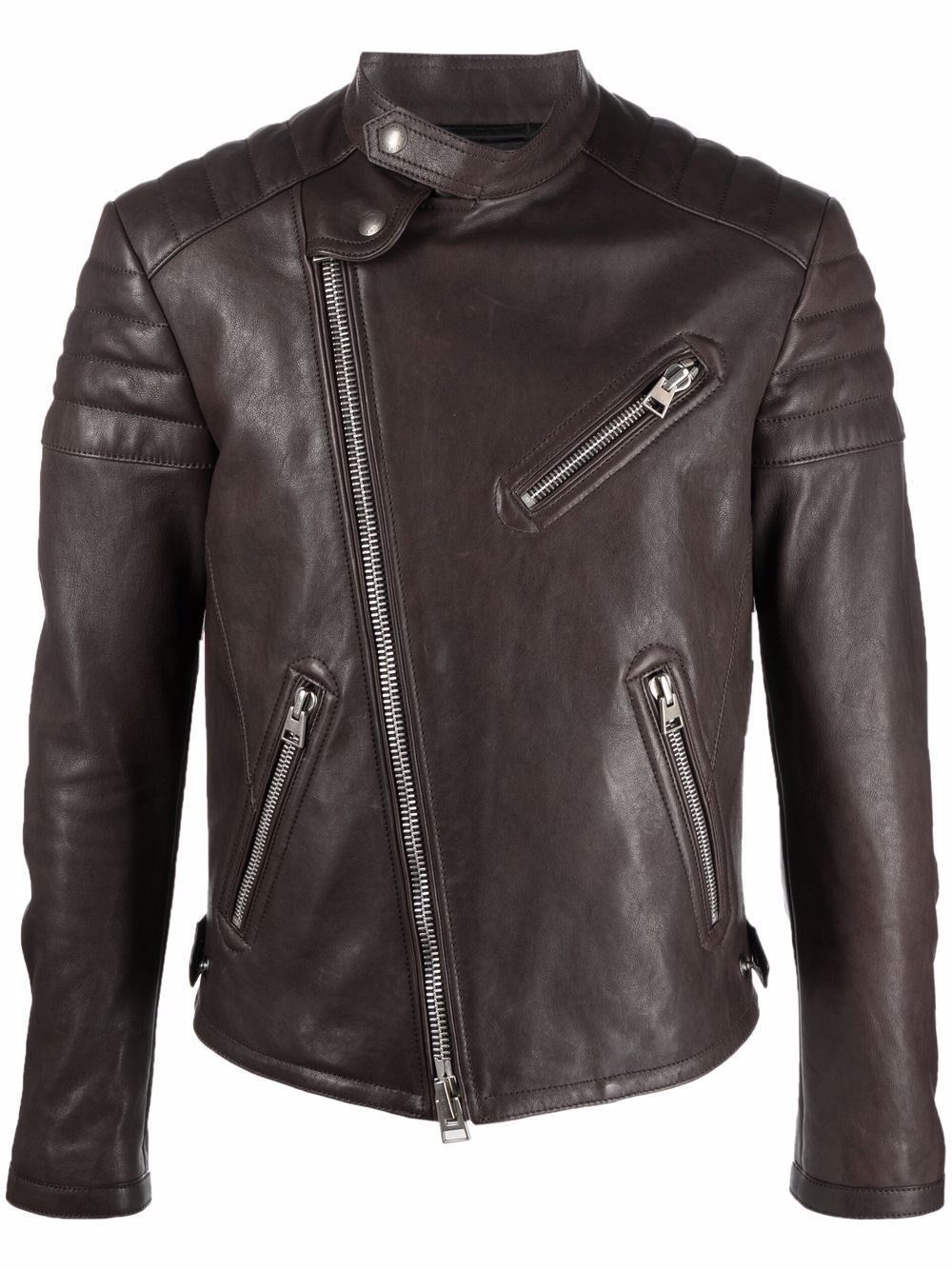 image of Tom Ford Biker Jacket In Brown, Men's (Size Medium)