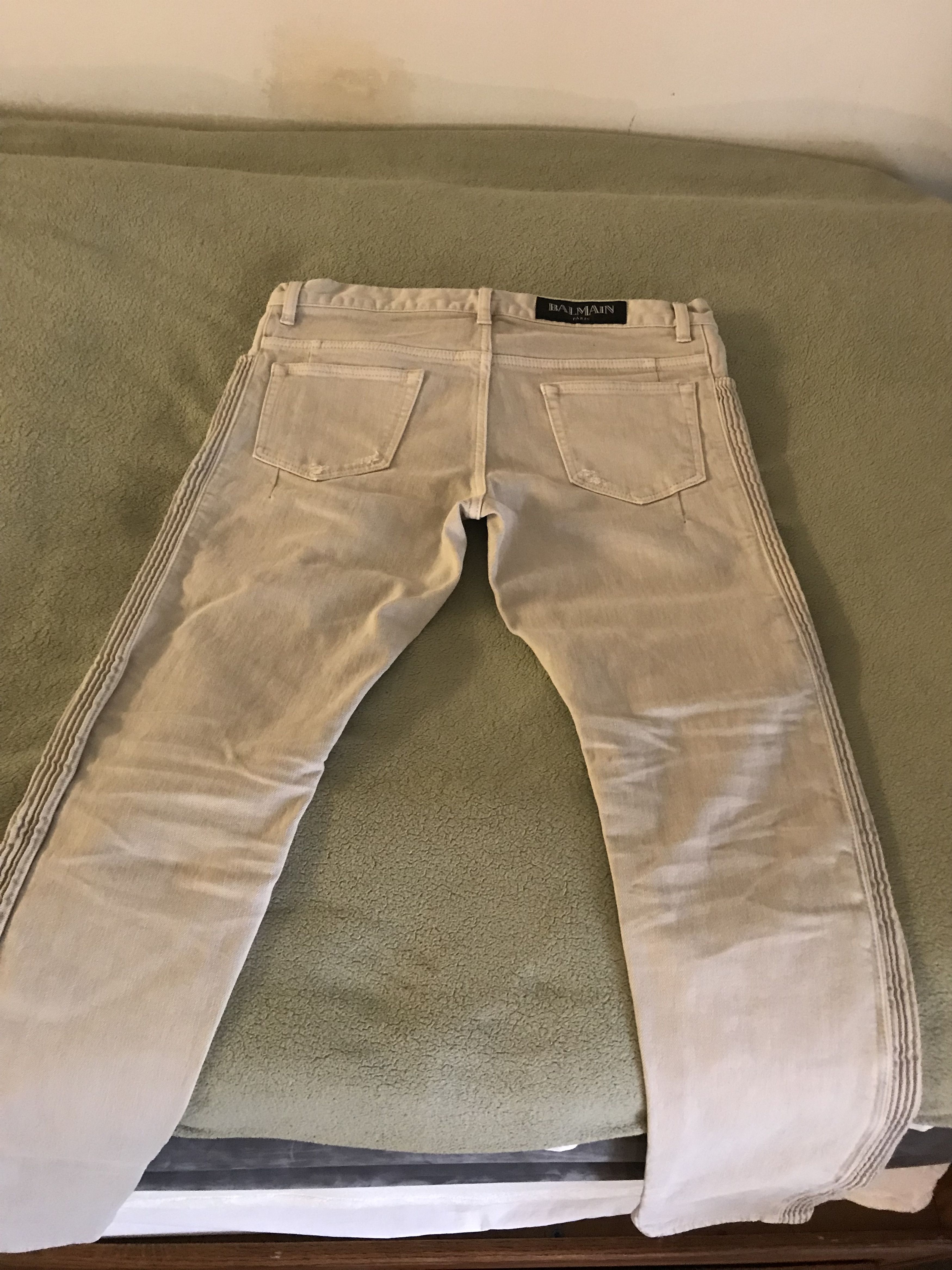 Balmain Distressed stretch-denim biker jeans Size US 31 - 5 Thumbnail