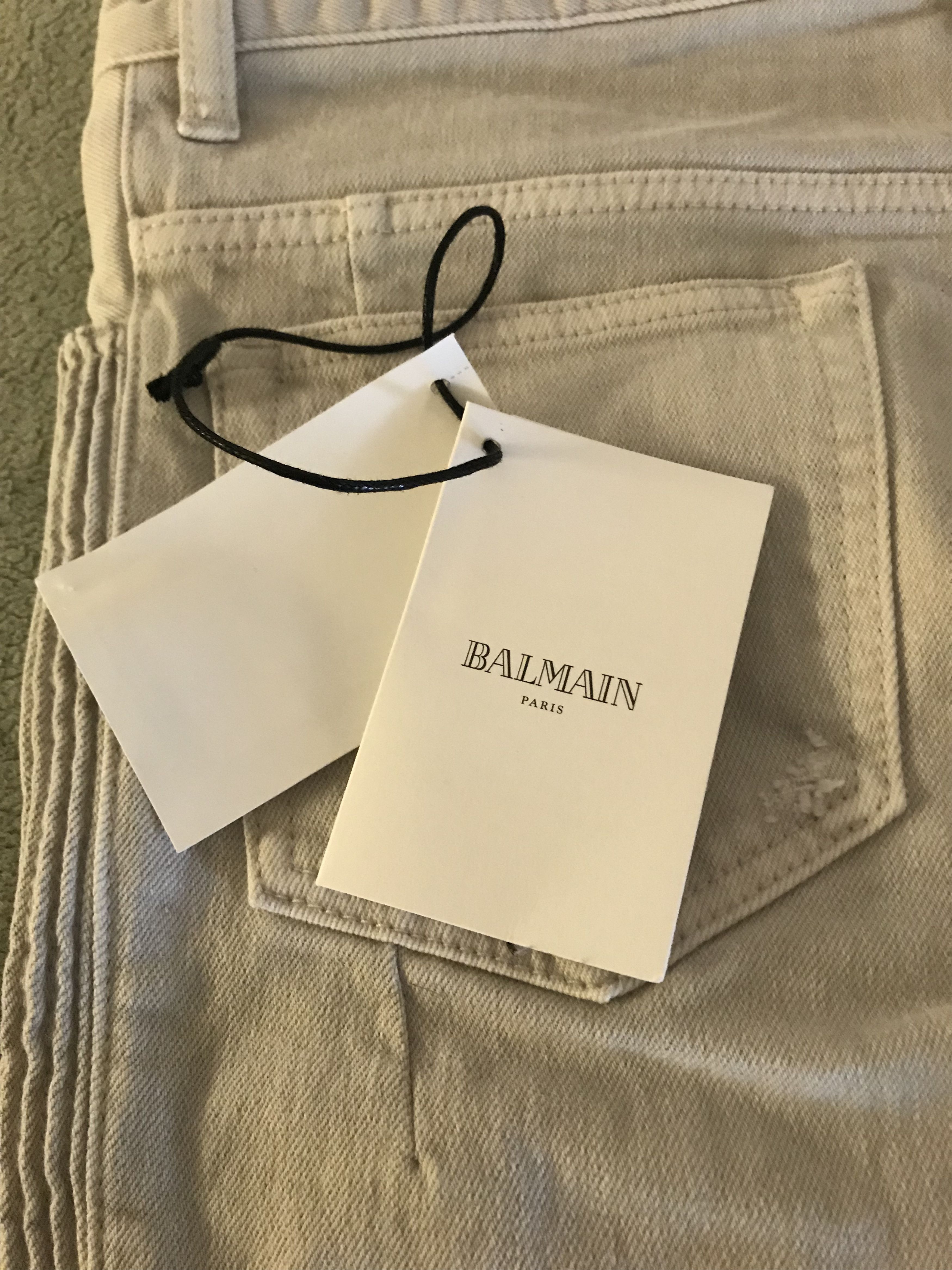 Balmain Distressed stretch-denim biker jeans Size US 31 - 7 Thumbnail
