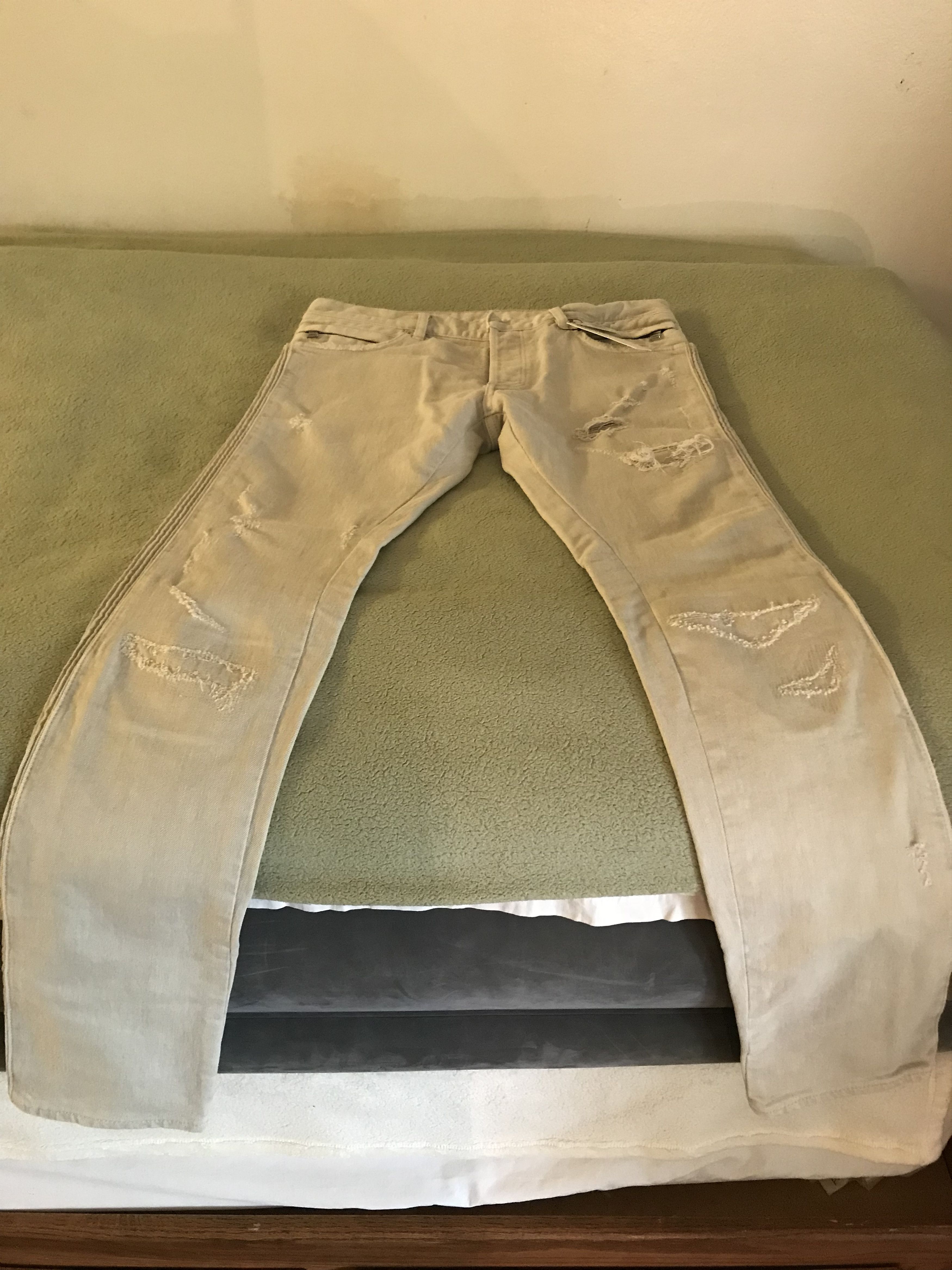 Balmain Distressed stretch-denim biker jeans Size US 31 - 4 Thumbnail
