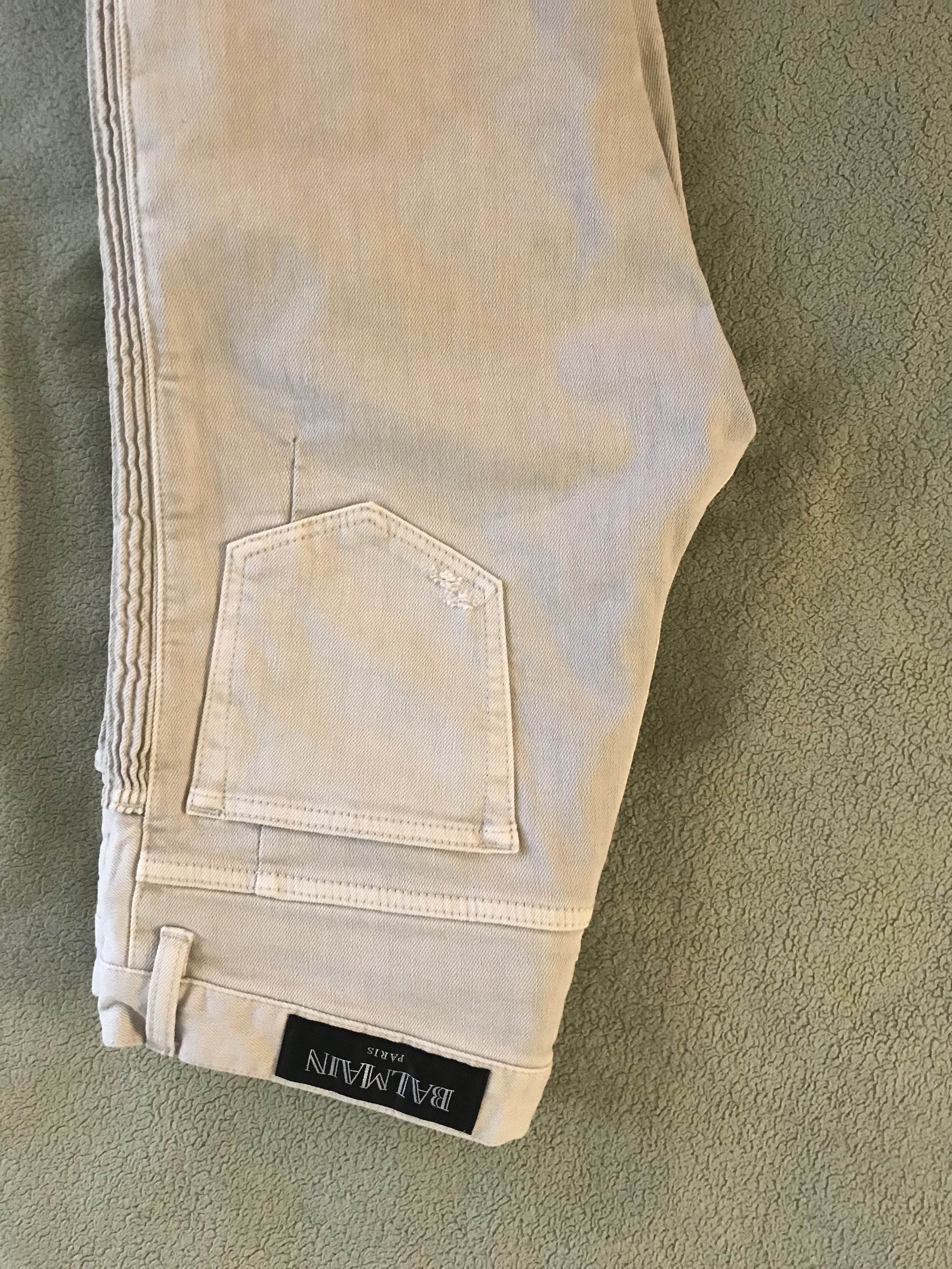 Balmain Distressed stretch-denim biker jeans Size US 31 - 2 Thumbnail